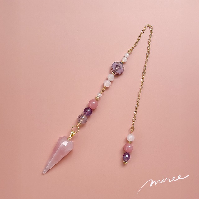 愛をまっすぐ信じるペンデュラム【ローズクォーツ×アメジスト】rose quartz  pendulum_16