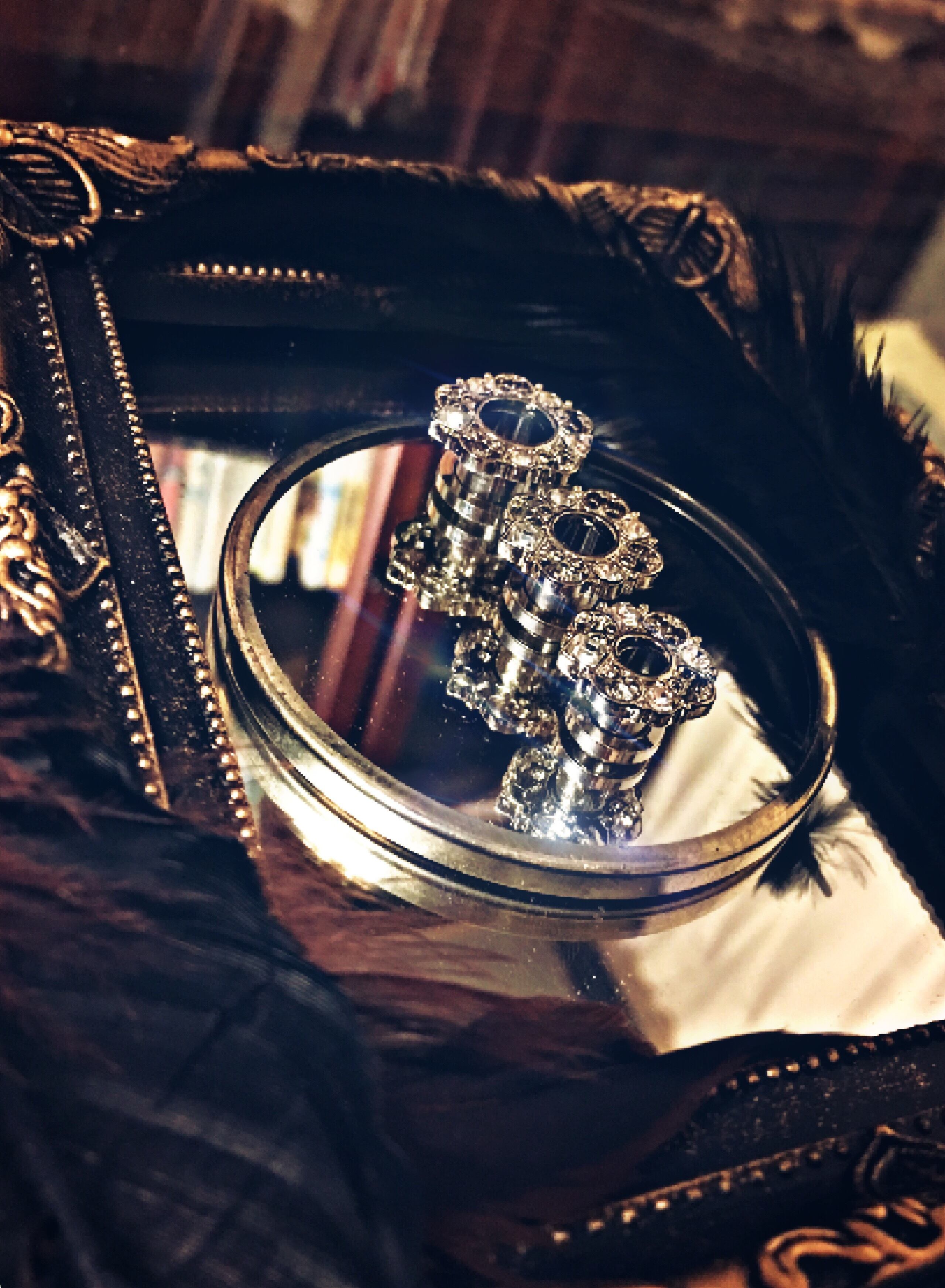 00G 10mm 1pc シルバージュエル フラワー トンネル スティール ボディピアス