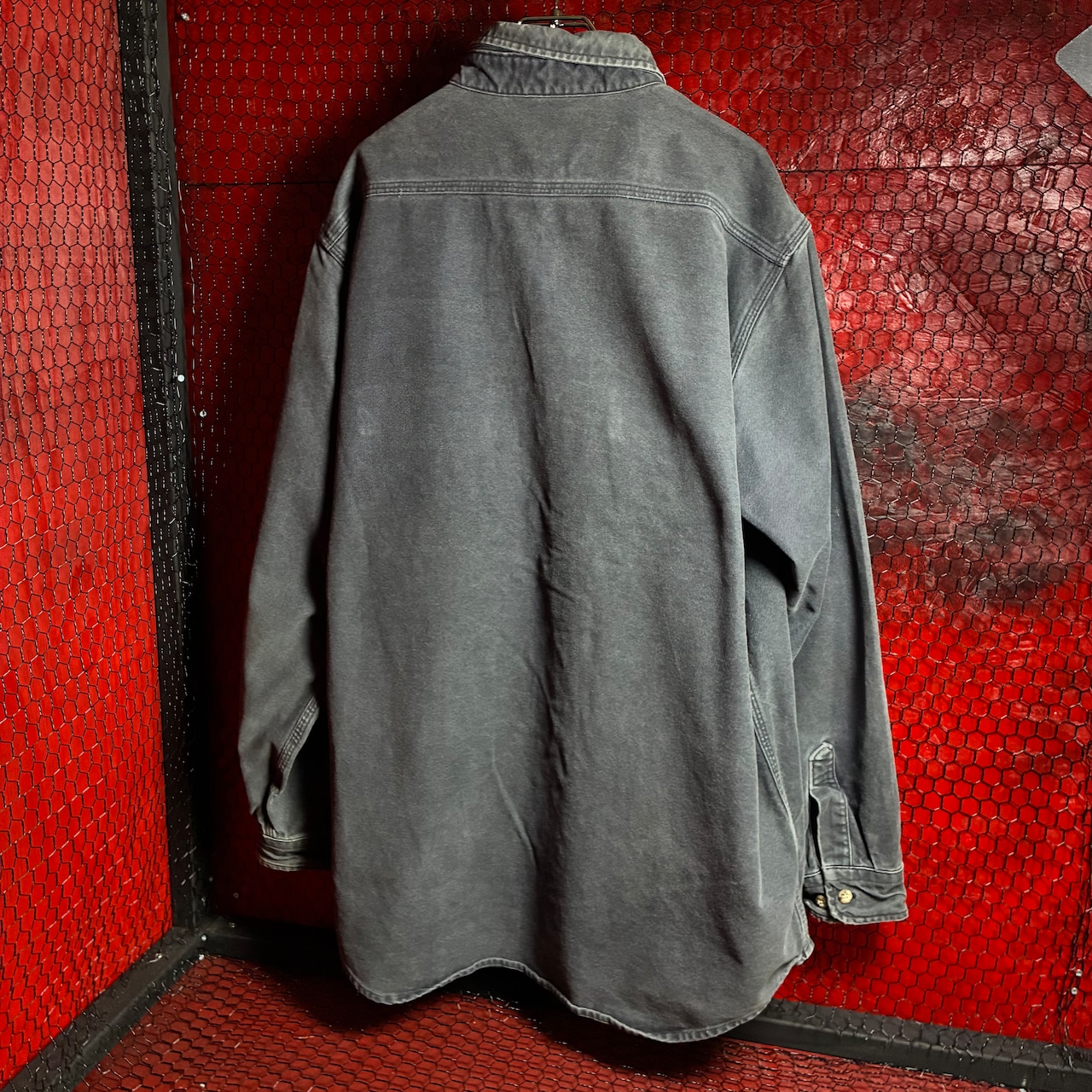 90s Carhartt ダックシャツ 長袖シャツ ワークシャツ フェードブラック カーハート