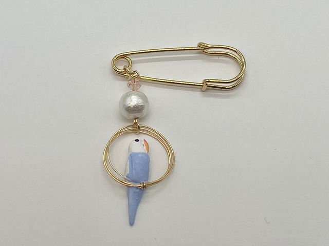 セキセイインコ（ラベンダー）ブローチ