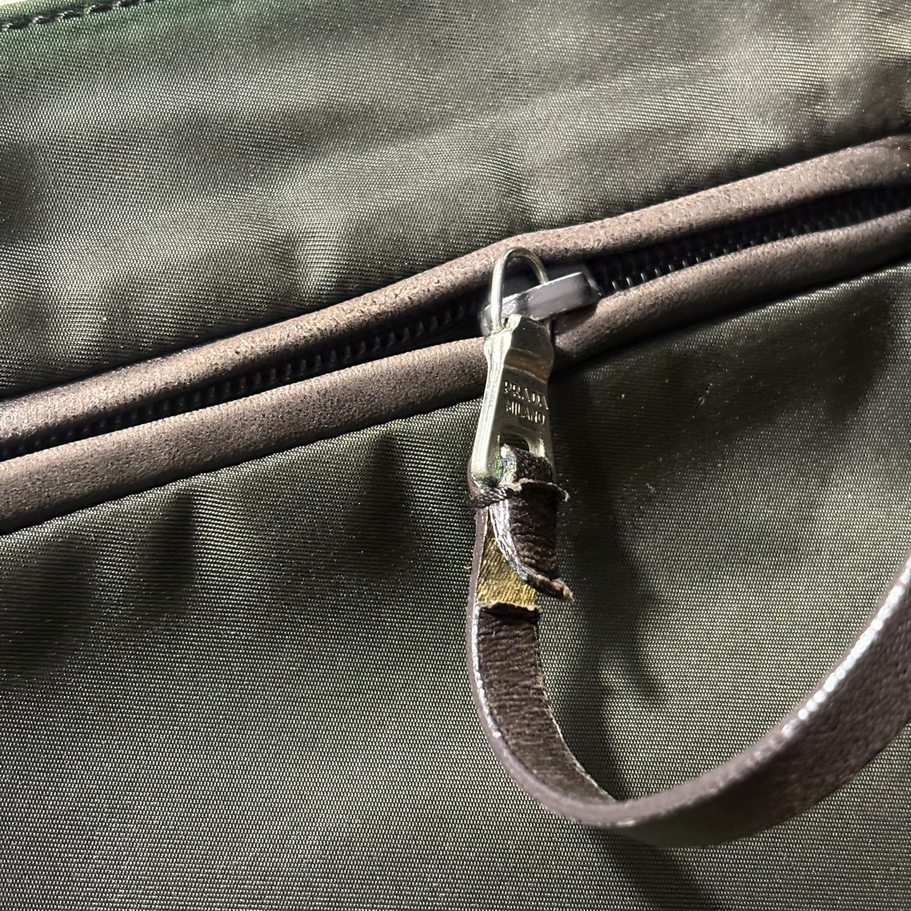 PRADA leather piping nylon tote bag