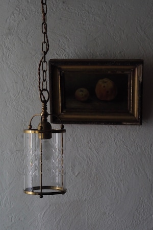 カットガラス円柱ペンダントランプ-vintage glass pendant lamp