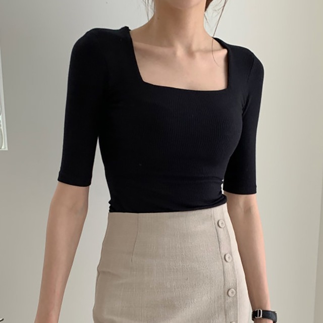 トップス Tシャツ
 カットソー レギュラー丈 袖あり
 半袖
 5分袖 スクエアネック スリム
 細身 リブ
 コンサバ 伸縮性 きれいめ
 シンプル
 カジュアル
 大人
 上品
 おしゃれ
 レトロ
 こなれ感
 都会的
 ラグジュアリー
 抜け感 無地 夏
 会議 10代
 20代
 30代
 40代
 50代
 60代
 レディース
 女性用 オフィス
 ビジネス
 OL
 通勤
 お出かけ
 休日
 ショッピング
 合コン 着回し
 普段使い
 モテ
 清楚 2XL
 大きいサイズ カラバリ