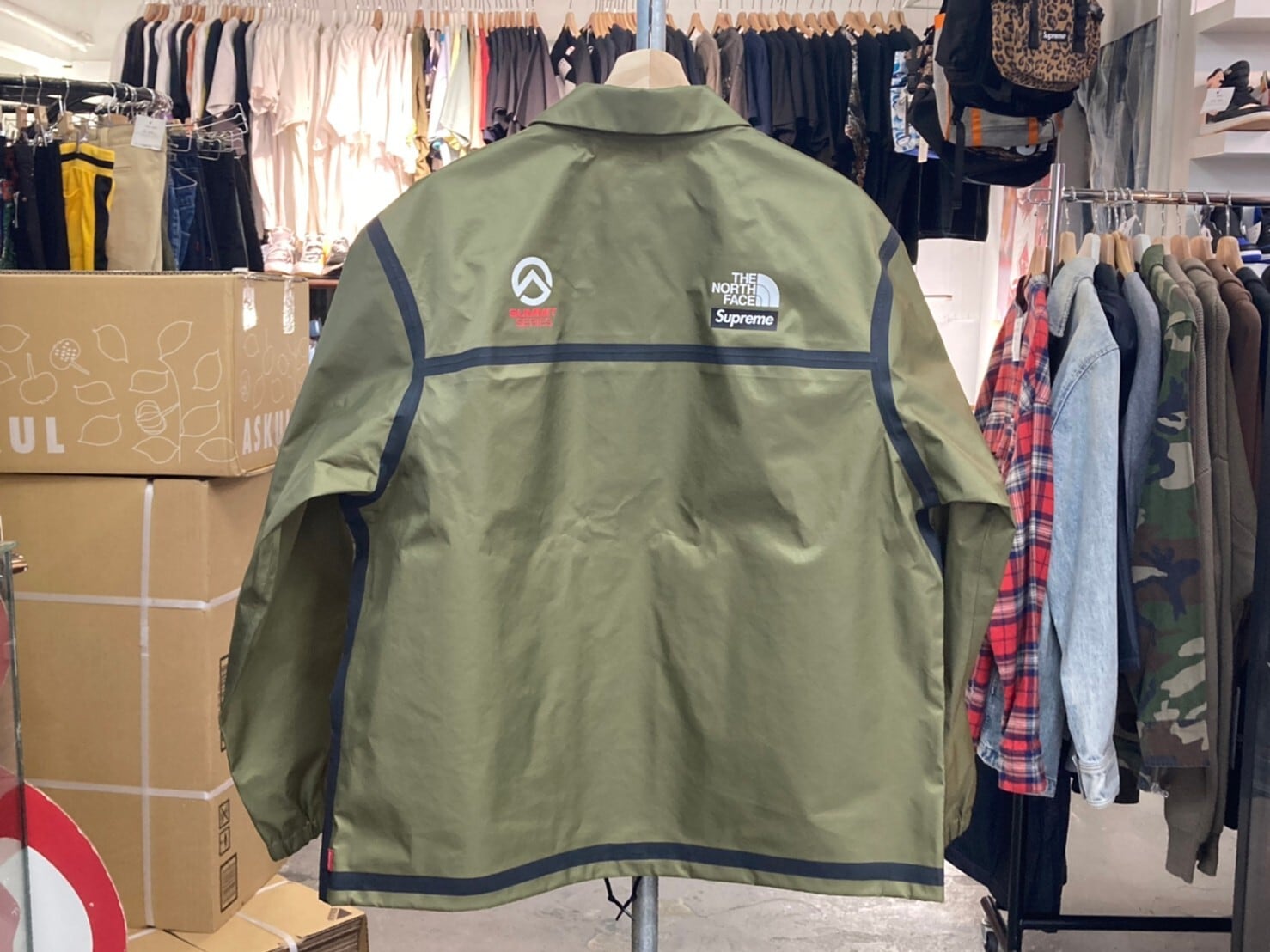 Outer Tape Seam Coaches Jacket  Olive Xl