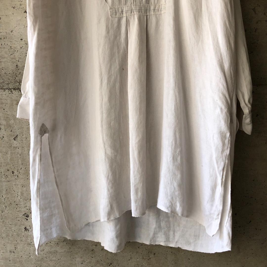 00s 10s 20s フレンチ ヴィンテージ リネン グランパシャツ