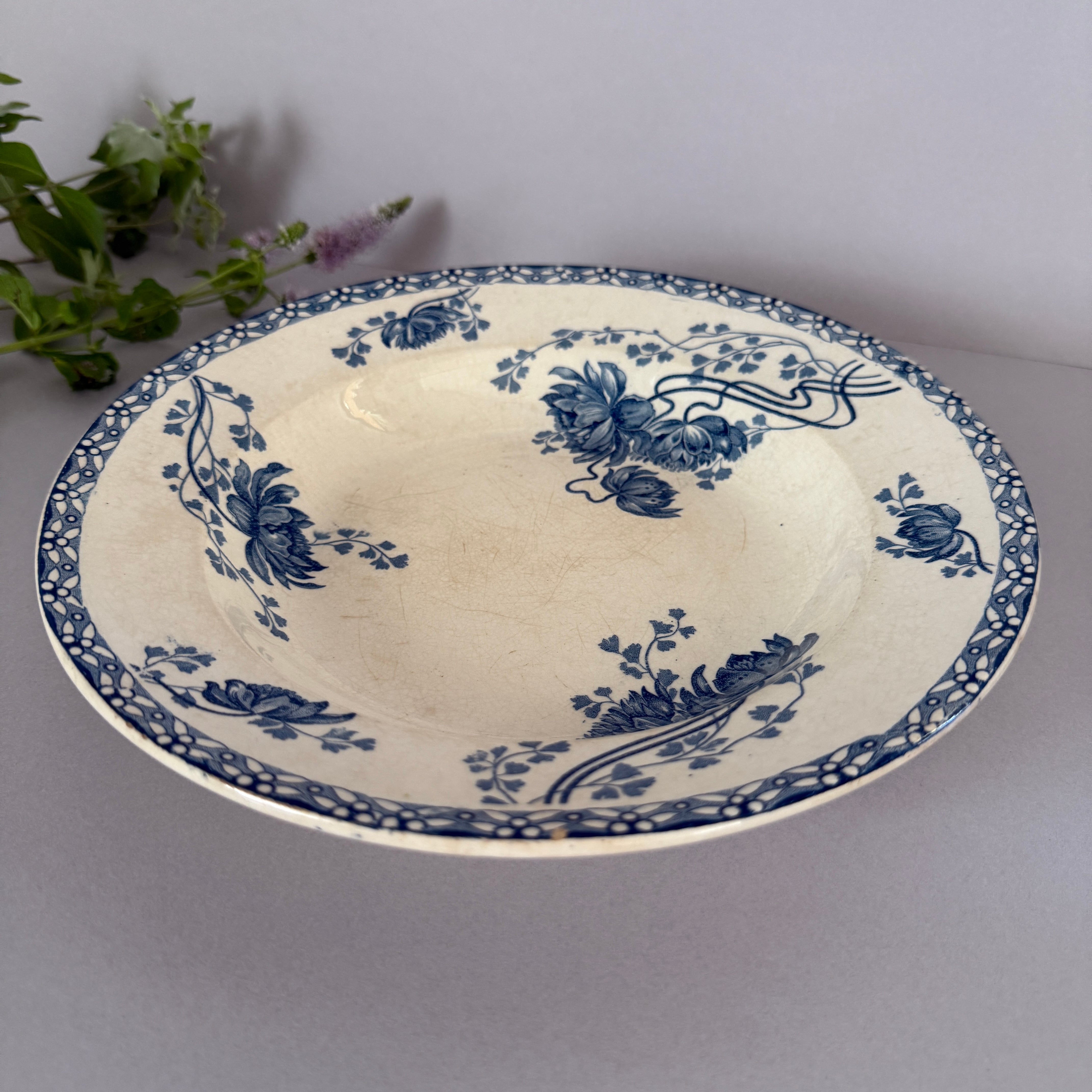 French Antique Soup Plate of Sarreguemines ROYAT Series
