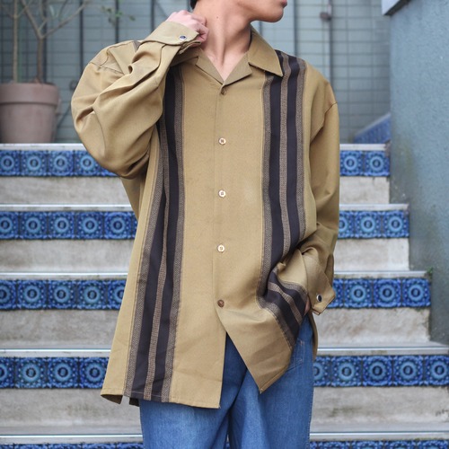 USA VINTAGE Tony Blake OPEN COLLAR EMBROIDERY LINE OVER DESIGN SHIRT/アメリカ古着オープンカラー刺繍ラインデザインシャツ