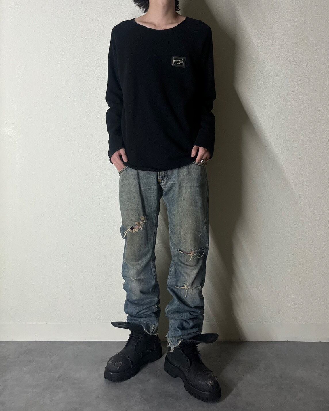 パンツ 00s dolce&gabbana layered damage denim 7862e02268339ca764445ddd57f92a