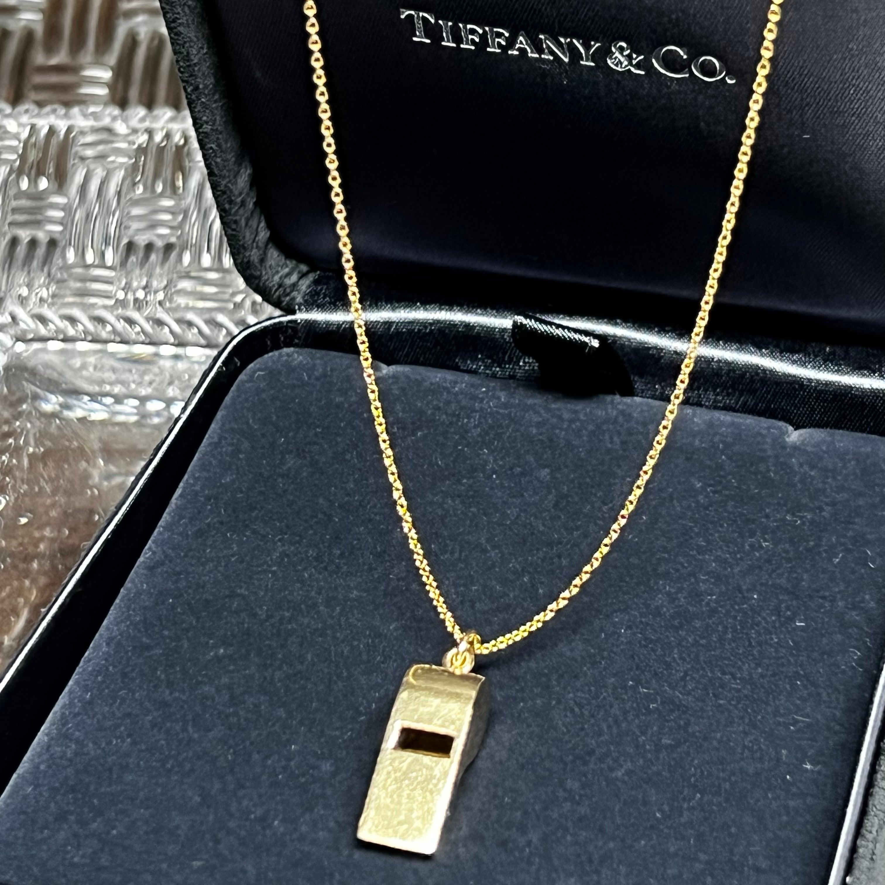 VINTAGE TIFFANY & CO. 14K Gold Whistle Charm Necklace ...