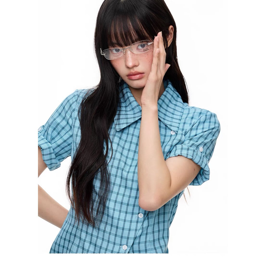 JIKOO] Blue Check Twilight Plaid Shirt | BYORI