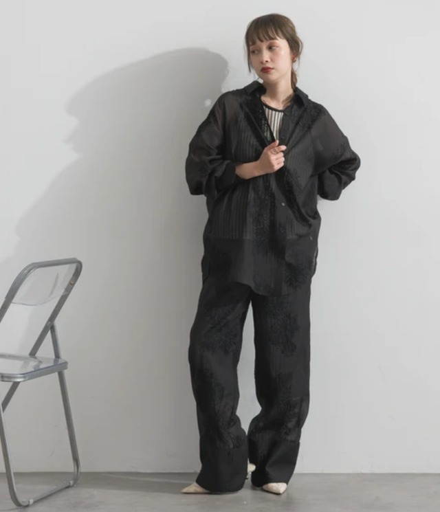 ナンバーミーTOKYO"SHEER EMBROIDERY PANTS"BLACK