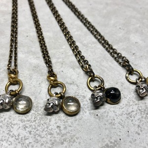 【MN-10BR】Scull＆Round stone pendant　A/ルチルクォーツ　B/ダイオプサイド