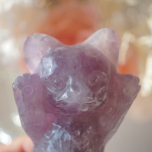 【ドリームアメジスト】ばんざい猫ちゃん