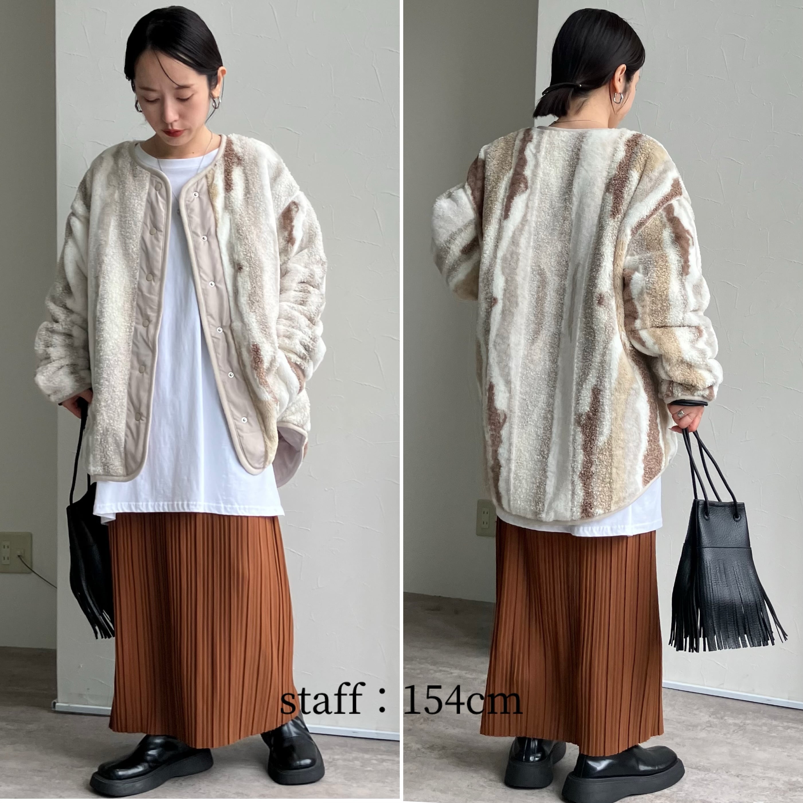 アンニュイ柄リバーシブルミックスファーコートブルゾン※一部予約商品