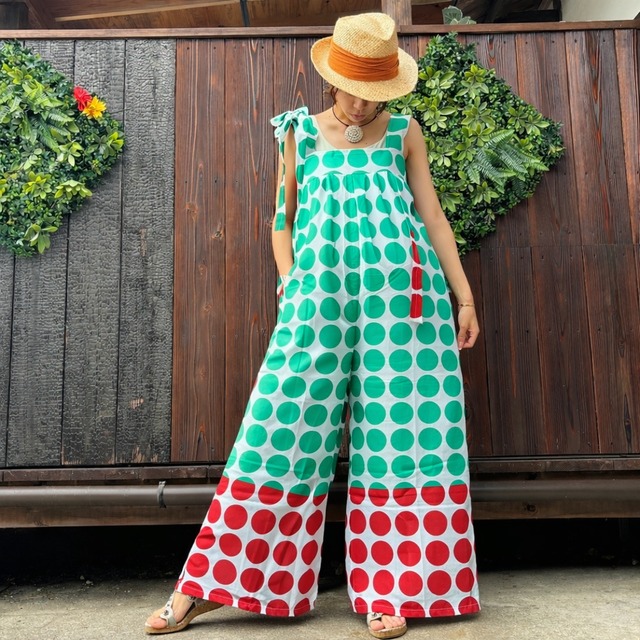 ドット柄カラフルサロペット