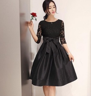 ★送料無料★11号☆花柄レ－スサテンドレスワンピ－ス(OPN6664)