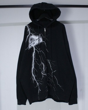 【Caka BLACK】Lightning Graphic Loose Zip Up Hoodie