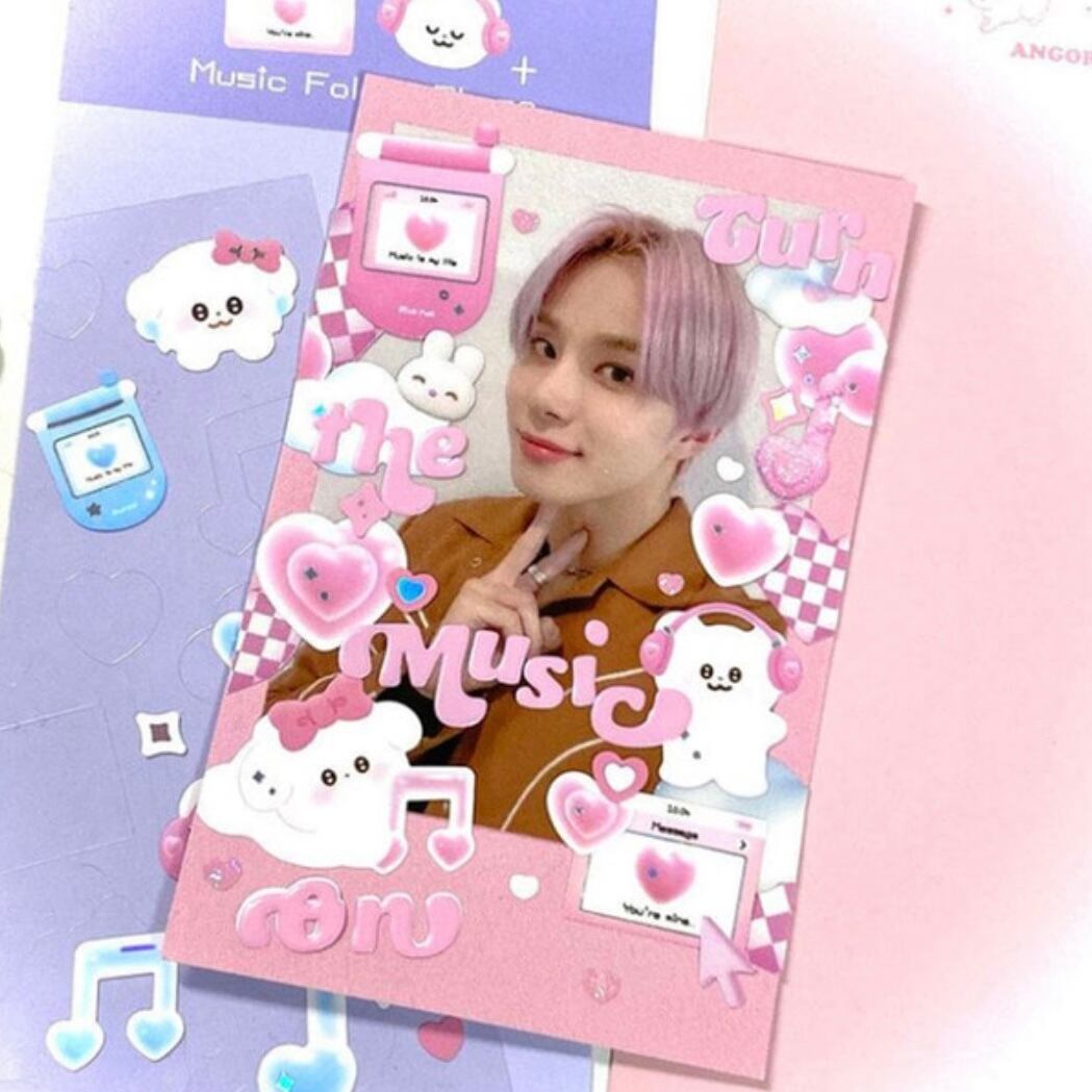 ミュージックシリーズ リムーバブルステッカー トレカデコ 韓国シール 韓国文具 Pink Rue 韓国文房具 雑貨 La Violette