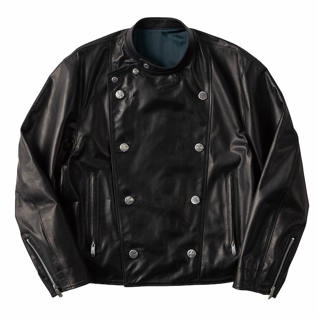 LEATHER CLASSIC DOUBLE JACKET W/SILVER BUTTONS