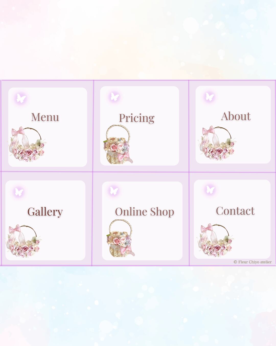 【FCA-008】パステルフラワーのリッチメニュー 6分割｜Canvaテンプレート【設置ガイド付】　