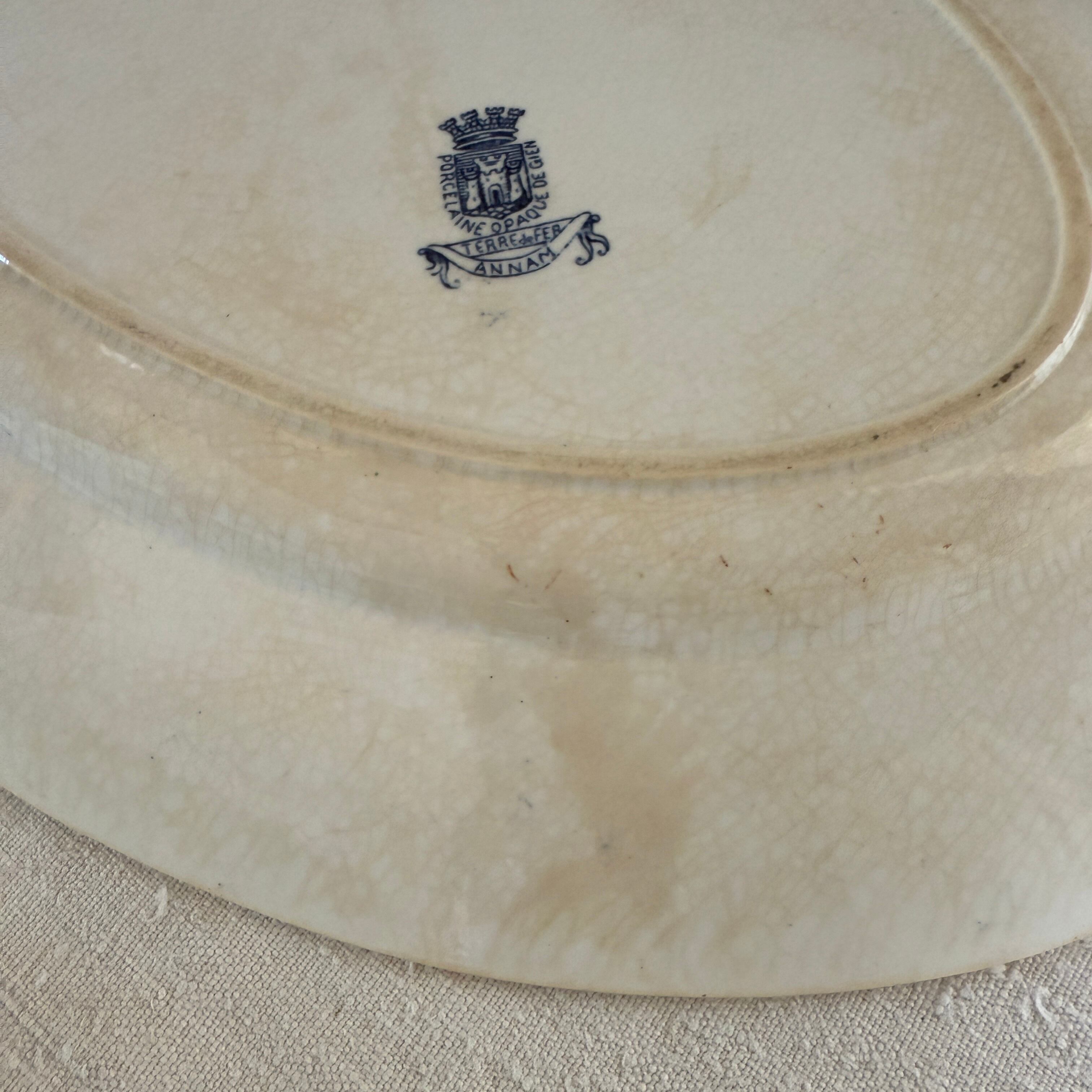 French Large Oval Plate By Gien/フランスジアン窯の大きなオーバル