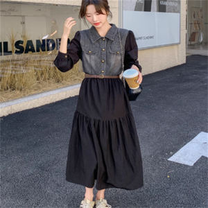 【送料無料】 ロングワンピ ミモレ 長袖 Vネック Aライン フレア 異素材切り替え ドッキング 薄手生地 デニム 可愛い 大人可愛い きれいめ シンプル カジュアル シック コンサバ 華やか 大人 上品 おしゃれ お洒落 主役級 こなれ感 高見え 無地 秋 レディース 女性用 ママ 20代 30代 40代 デート お出かけ 女子会 お呼ばれ 休日 お茶会 授業参観 着回し 普段使い ファッション コーデ スタイル 楽ちん 体型カバー 定番 着痩せ 垢抜け ブラック 大人カラー モノトーン