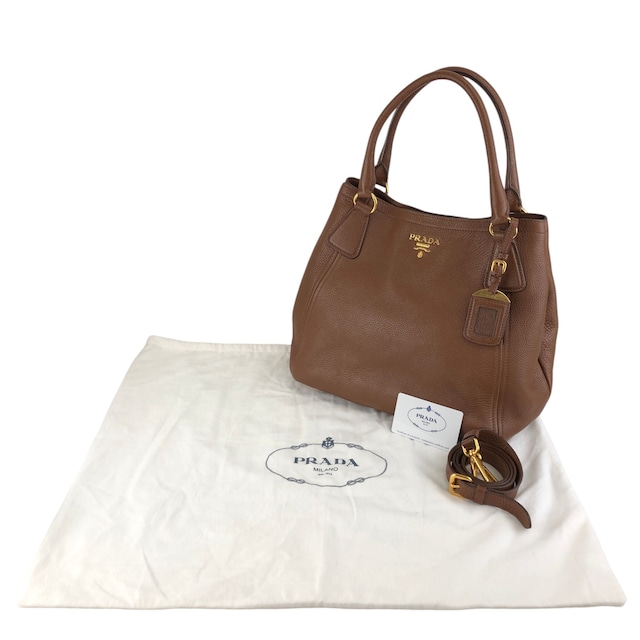 PRADA プラダ ショルダーバッグ ブラウン ロゴ レザー 2WAY vintage ヴィンテージ オールド avpisn