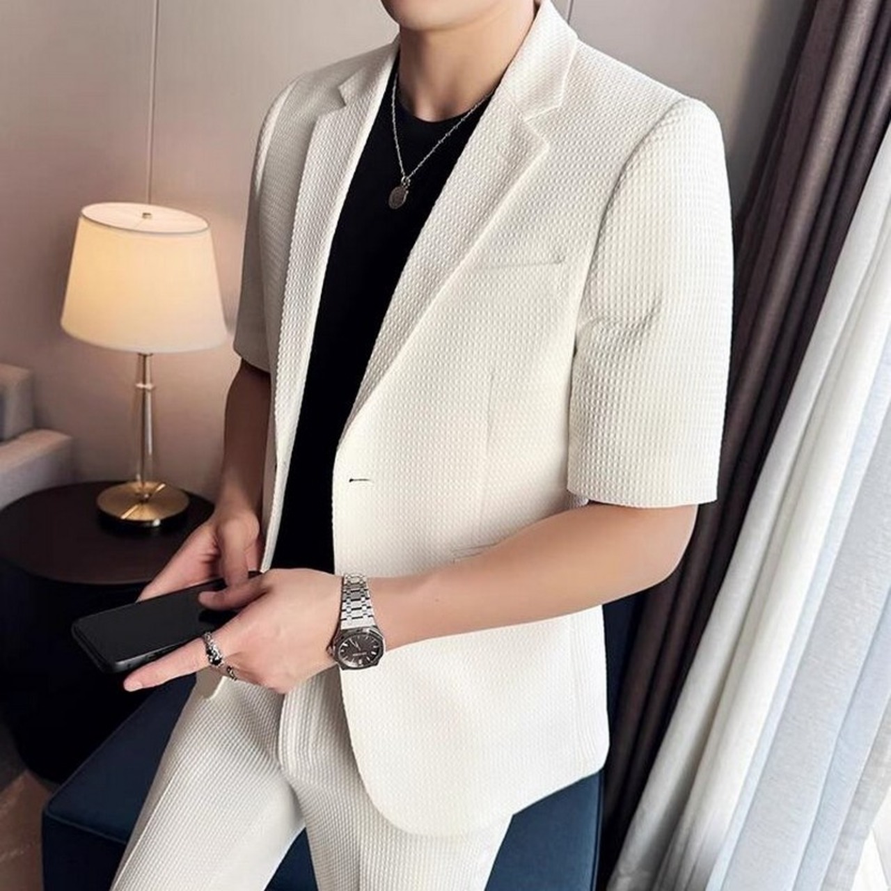 british style three-quarter sleeve suit jacket 00341