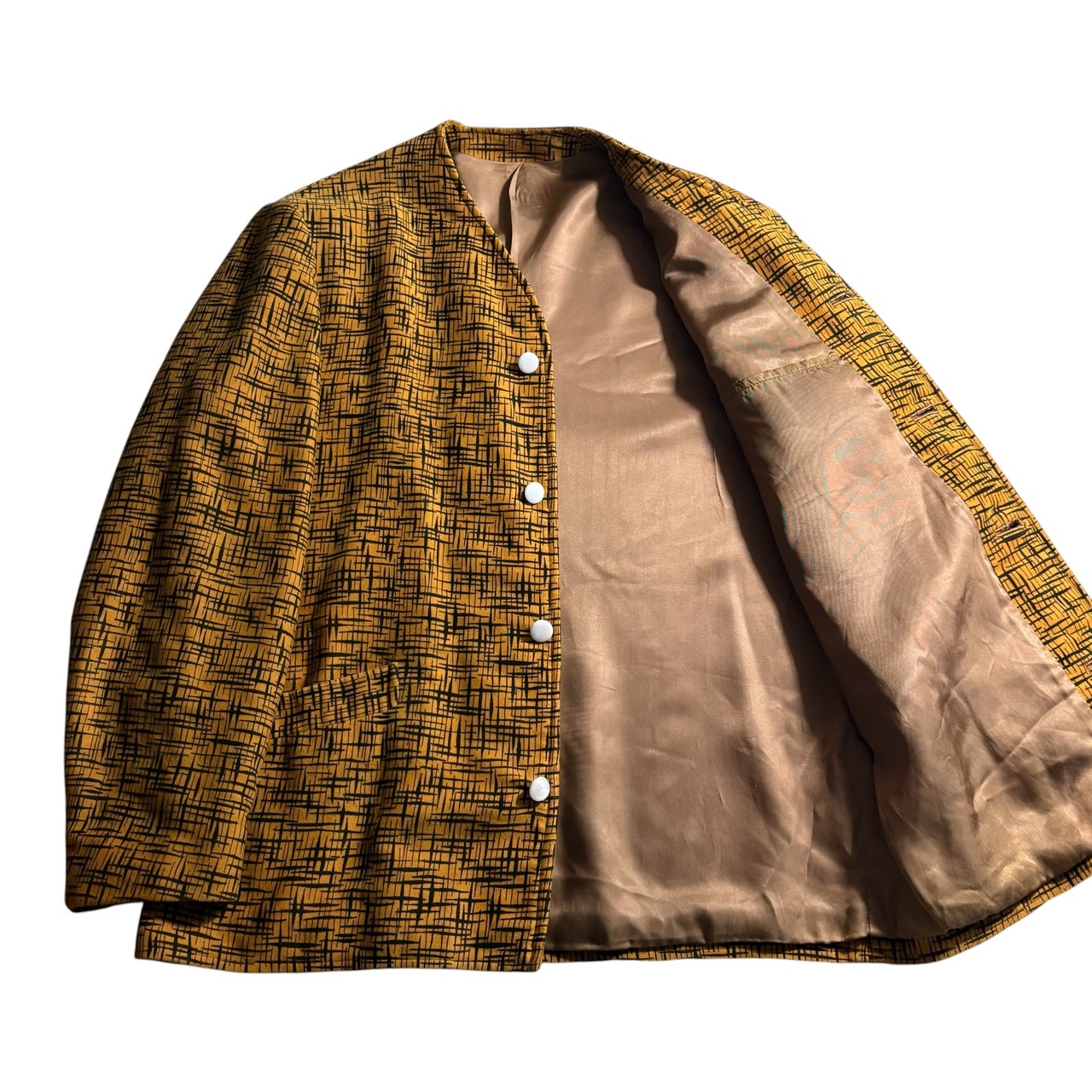 vintage ~1960’s euro 絣 printed velour jacket