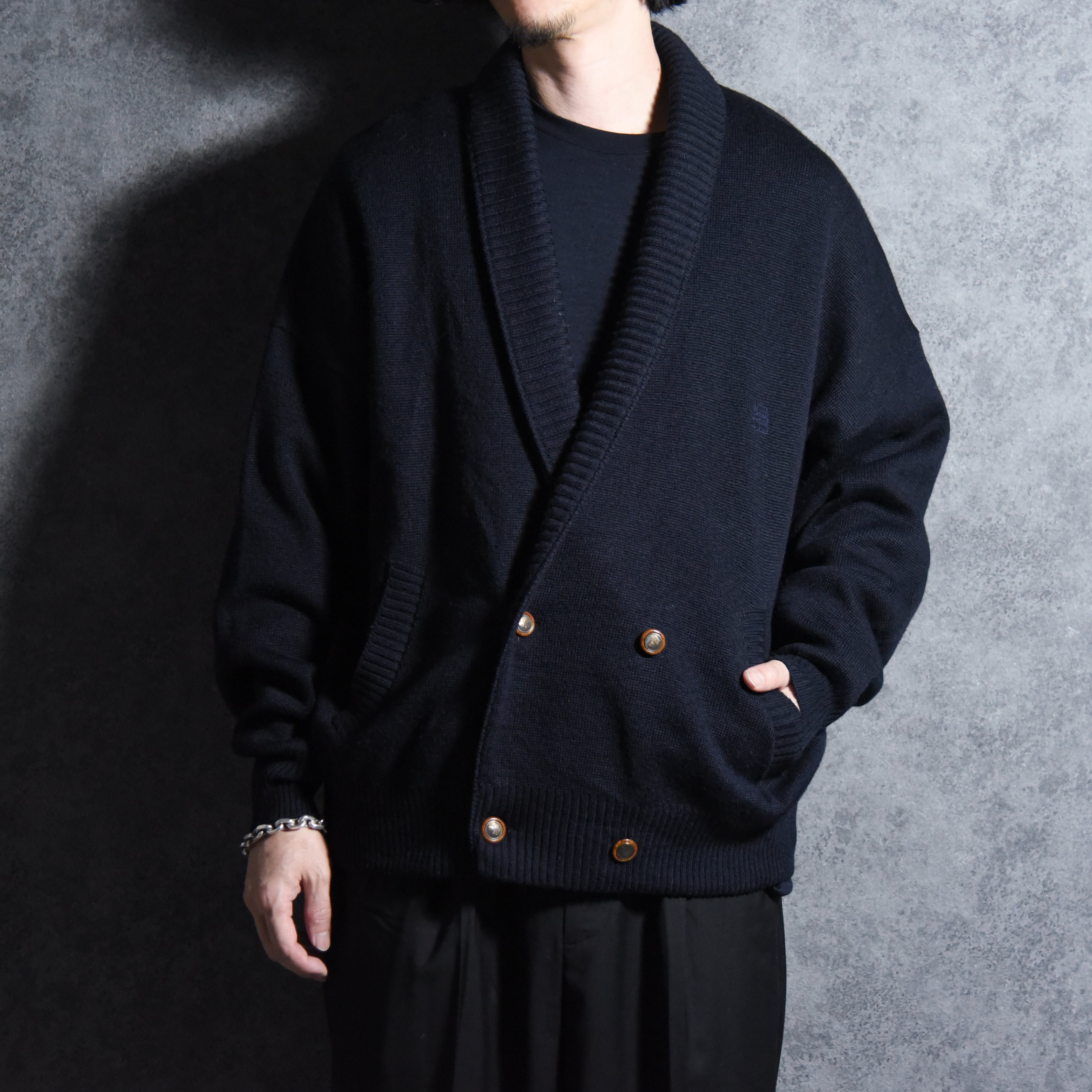 80-90s WHITE SAILS Double Breasted Knit Jacket Made in Italy