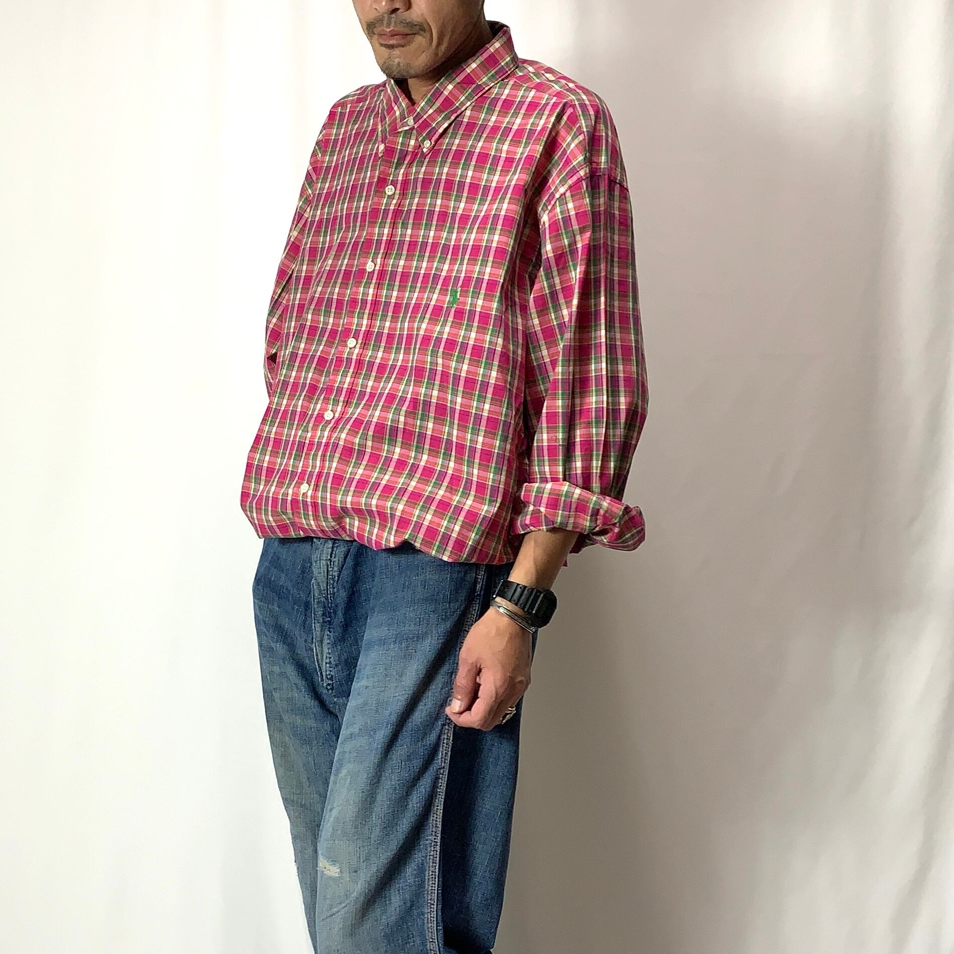 vintage old 90s Ralph Lauren Check B.D Shirt CLASSIC FIT ラルフ