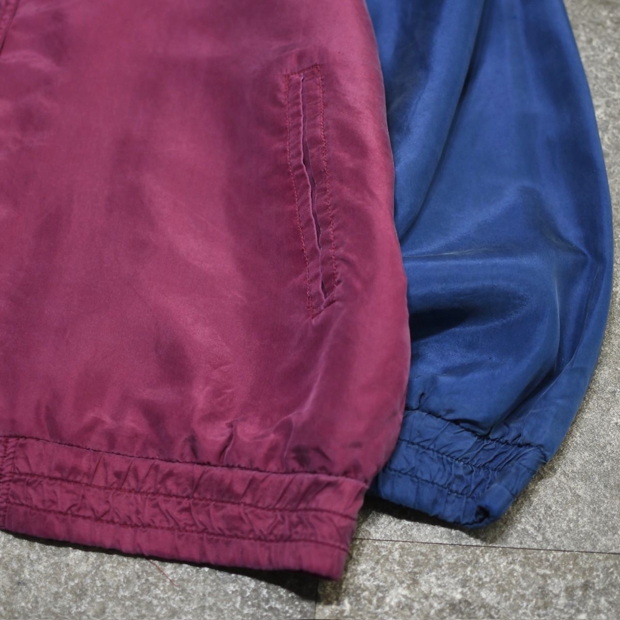 snap button type switching design silk blouson