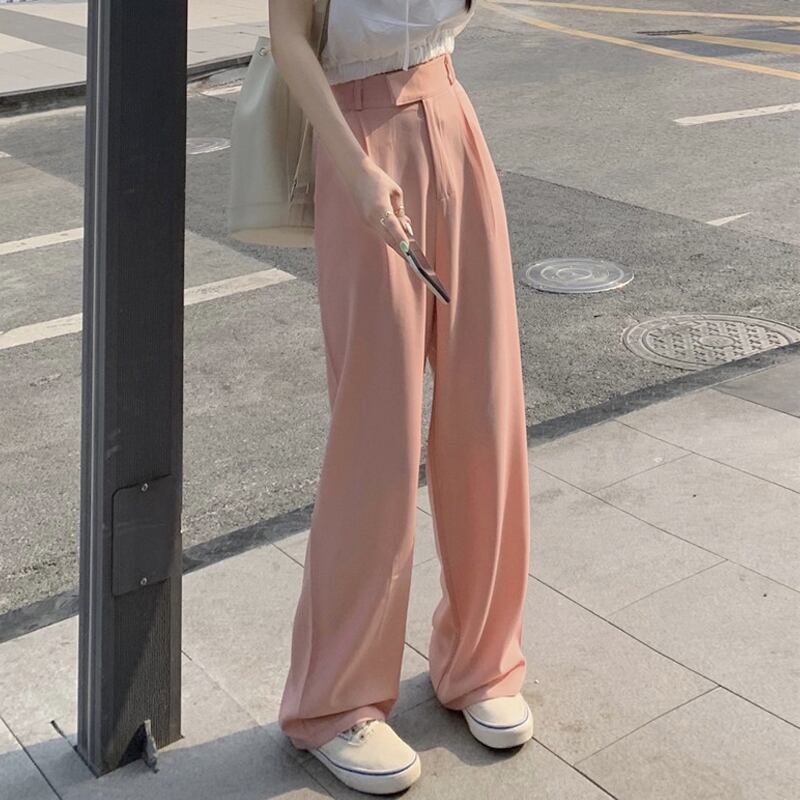 パンツ サマー薄手ハイウェストルーズカジュアル ピンク 夏物 試着室91142772479