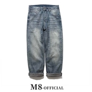 casual wide relaxed fit damage denim pants 1color M0679