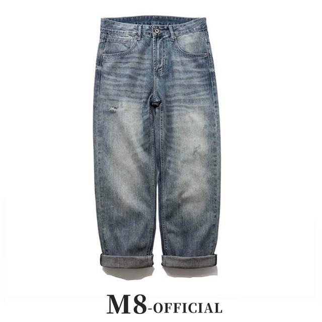casual wide relaxed fit damage denim pants 1color M0679