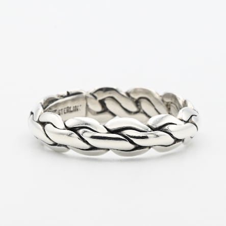 Knitted Thick Silver Rounded Band Ring #18.0 / Denmark