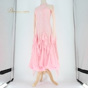 社交ダンス 衣装 スタンダード ドレス ワンピース パーティドレス ピンク系 Create-Sun クリエイトサン フロート ラインストーン レース 花柄 春色 フェミニン 華やか セクシー ドレープ シルエット パーティー コスチューム サイズ36 着用感 バリエーション 特別イベント ステージ コミュニティ ダンスレッスン ストレッチ 透け感 高級感 ぺプラム スカート付き トレンド トレンディ