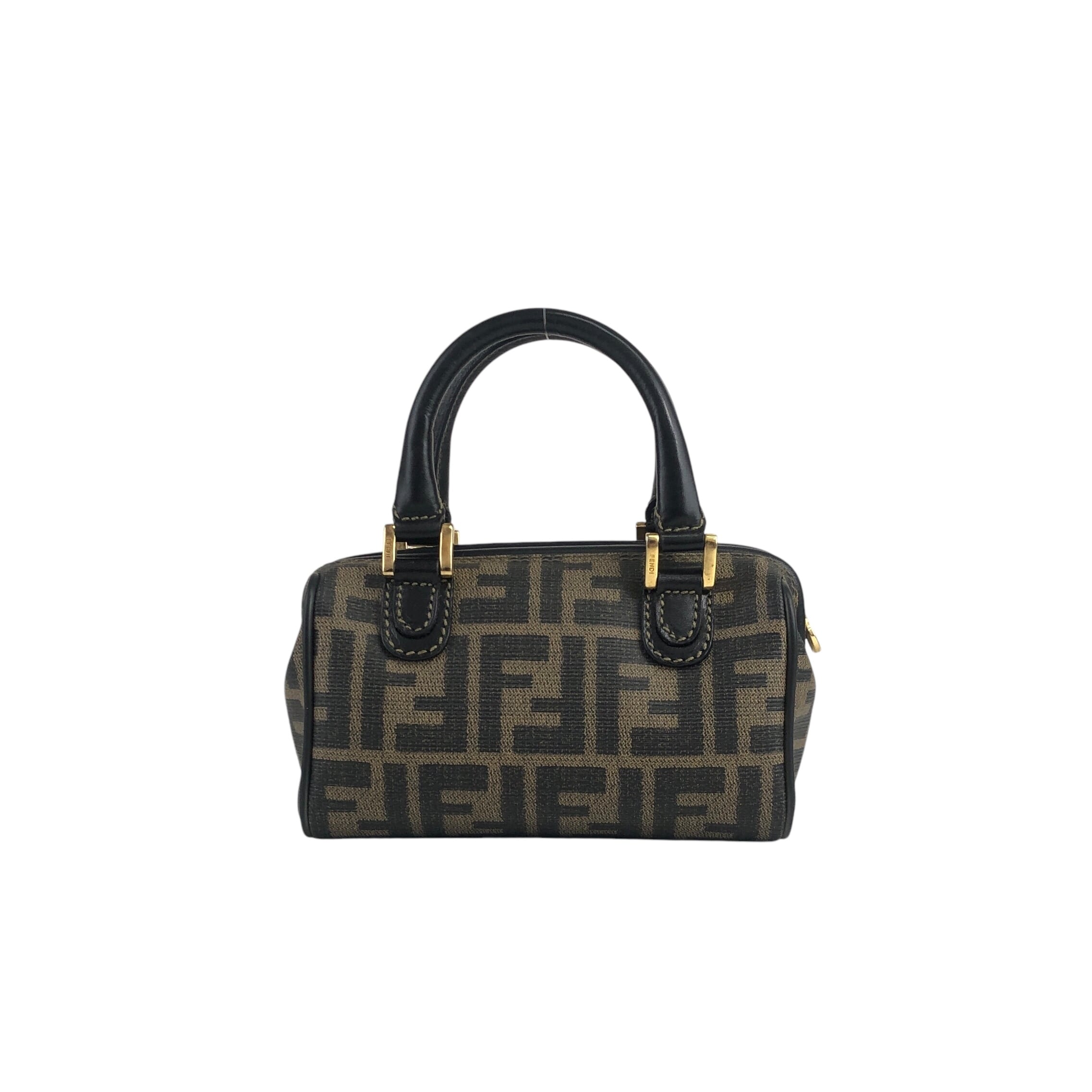FENDI フェンディ ズッカ ショルダーバッグ ブラウン PVC レザー 2way