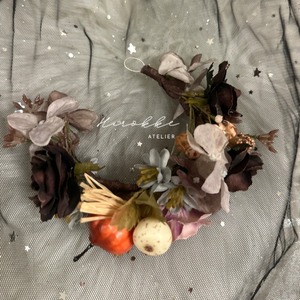 わんちゃん用ハロウィン　flower crown for witches　18㎝ 花冠 ・チョーカー（バレッタ付き）