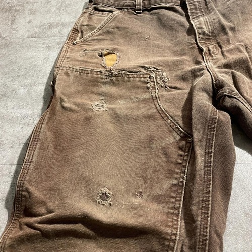 USA生地製 ダークブラウン ダブルニー Carhartt B136 36×32 詳細写真13