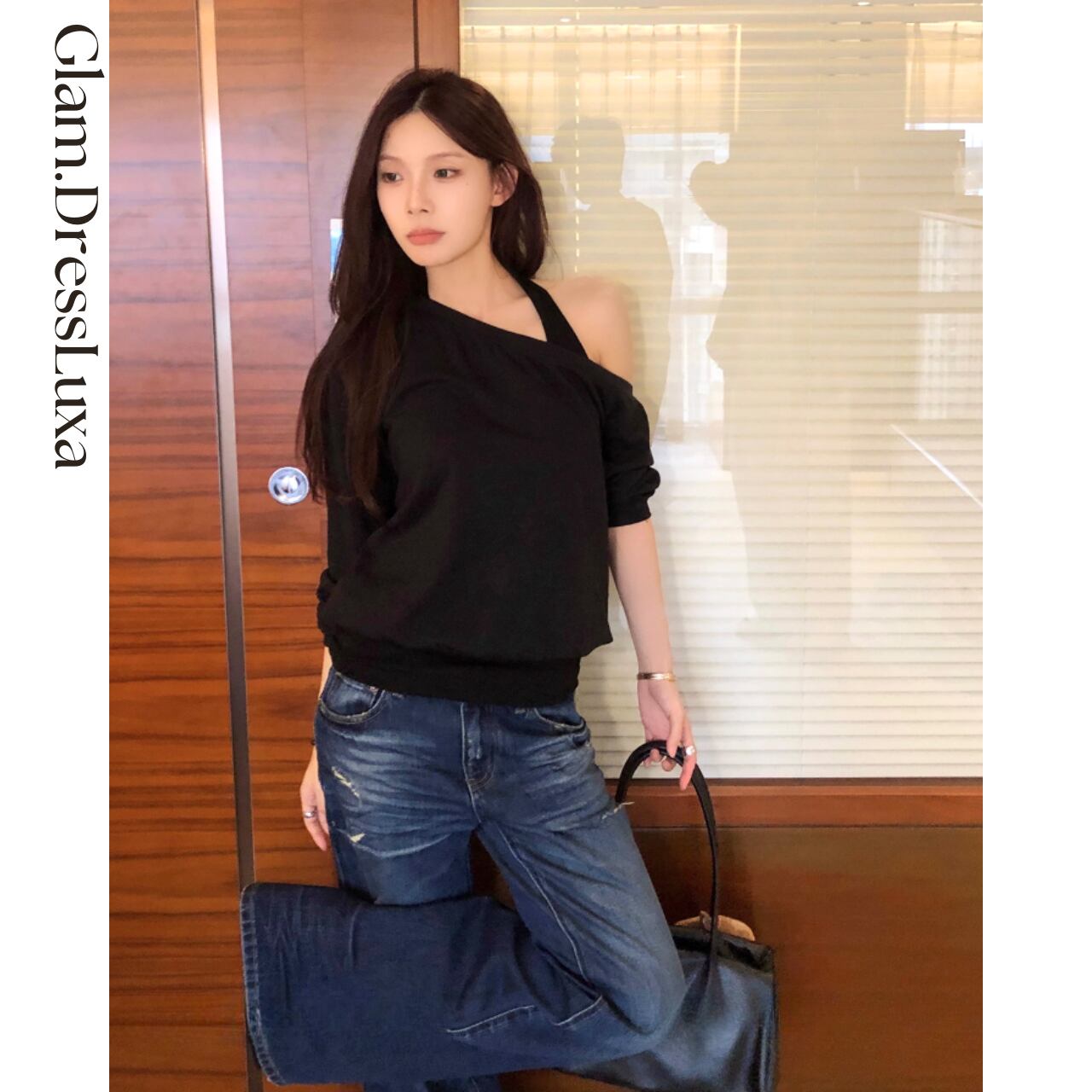 asymmetry オフショル Strap Top/2color_T1548