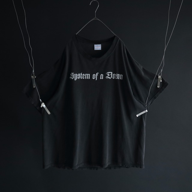 02s' original over silhouette " System of a Down " front & back print design tour Tee