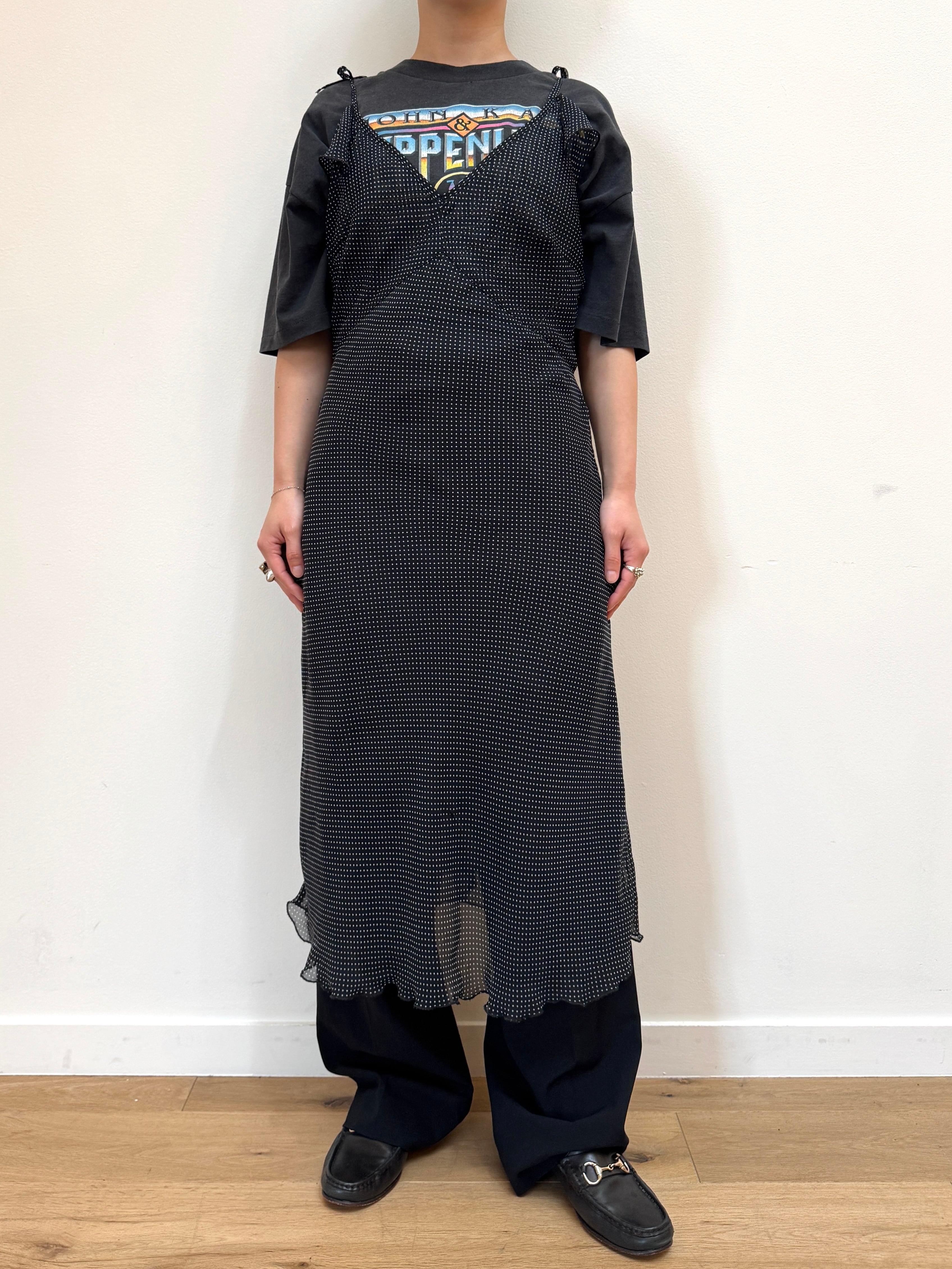 【素材確認】OP12-3 USED DOT CAMISOLE DRESS -BLACK-
