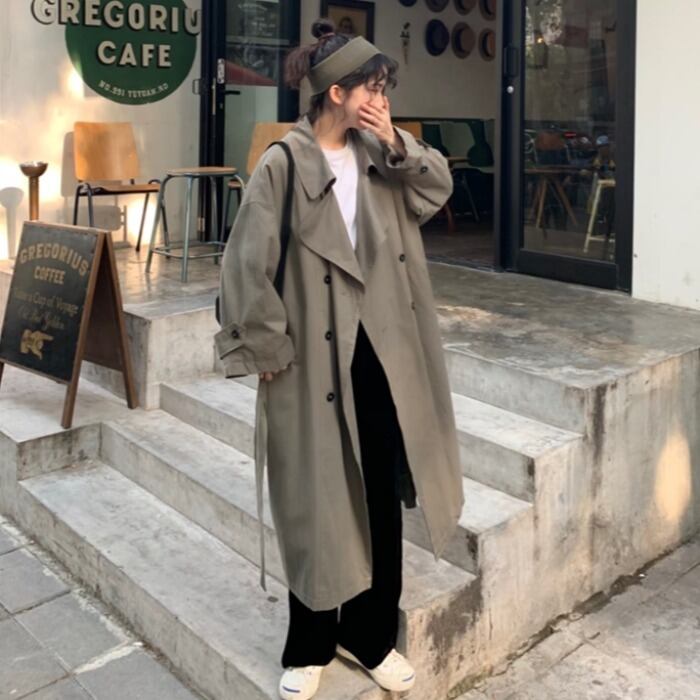 スプリングコート ロングスタイル長袖スリーブジャケット 春物 1号婦人8847819865