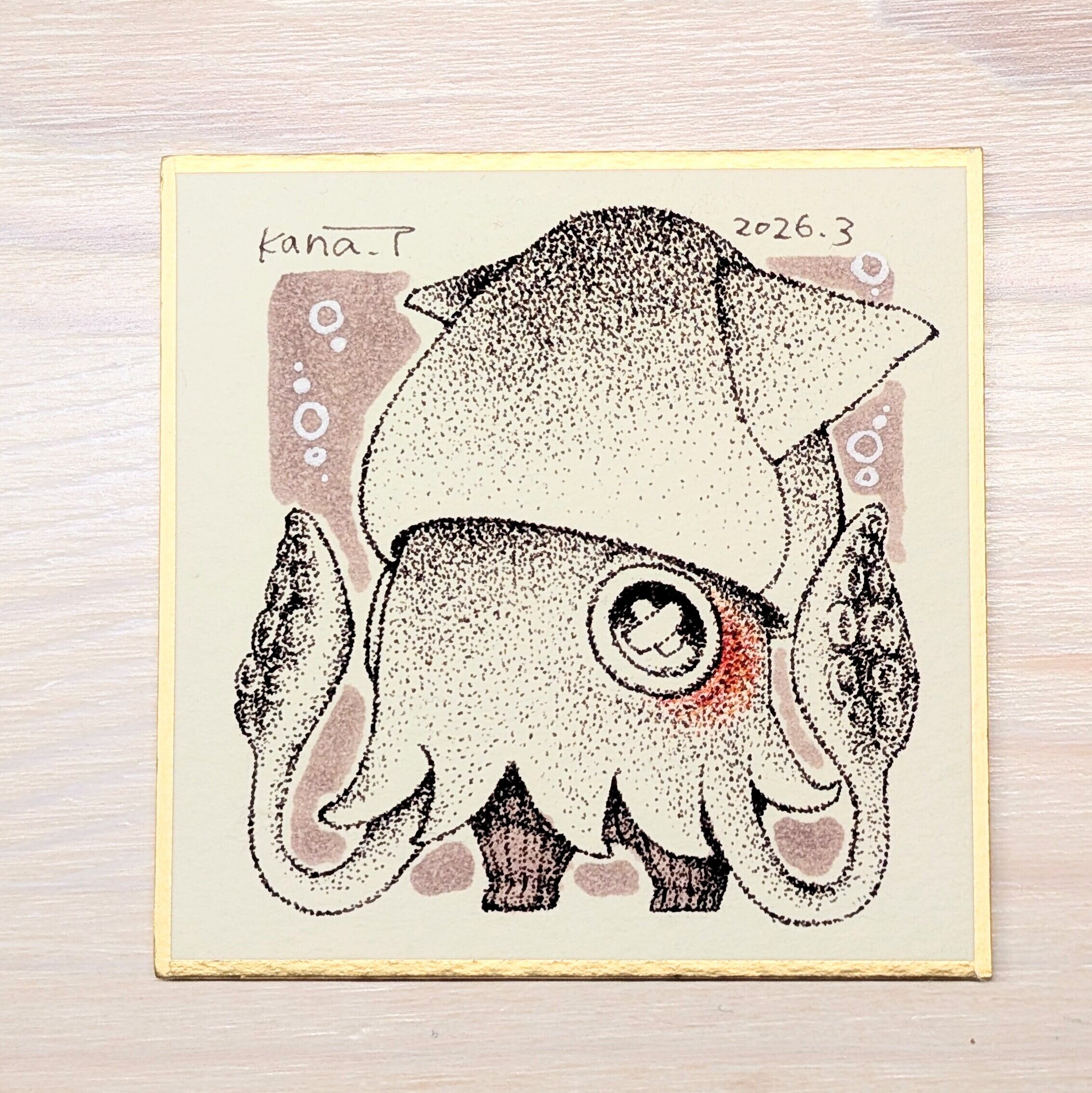 豆色紙サイズ］イカの子・点描画 | ten10ten goods Store