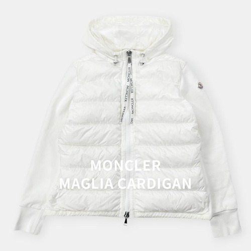 モンクレール MONCLER マリアカーディガン MAGLIA CARDIGAN 切り替え ダウン アウター フルジップ フード付き 白 XS / J&NREUSE レディース アウター