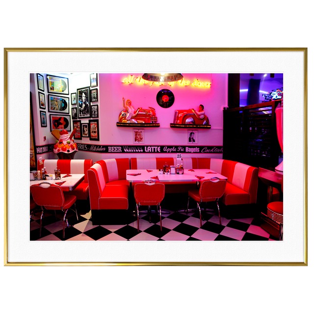 アメリカ写真 ダイナー インテリアアートポスター額装 AS1590