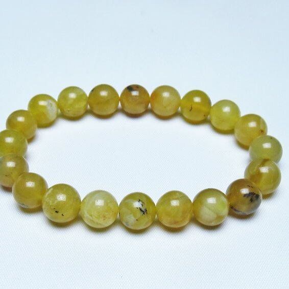 オパール ブレスレット 10mm イエローオパール コモンオパール 一点物 メール便可 [M便 1/10] 111-48653