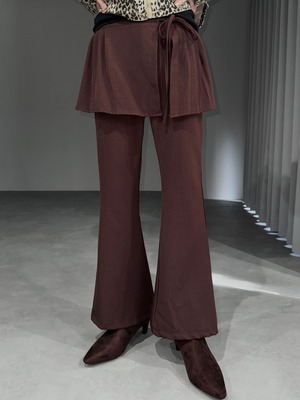 wrap skirt flare pants / brown