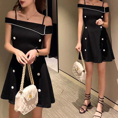 肩出し オフショルダー オフショル ボタン 台形 ワンピース かわいい3746324